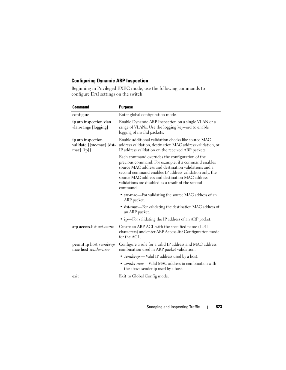 Configuring dynamic arp inspection | Dell POWEREDGE M1000E User Manual | Page 823 / 1246