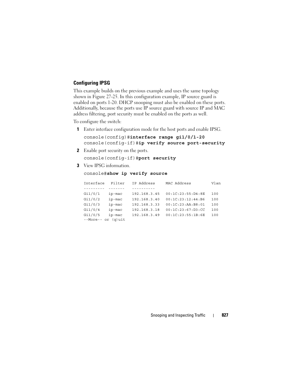 Configuring ipsg | Dell POWEREDGE M1000E User Manual | Page 827 / 1246