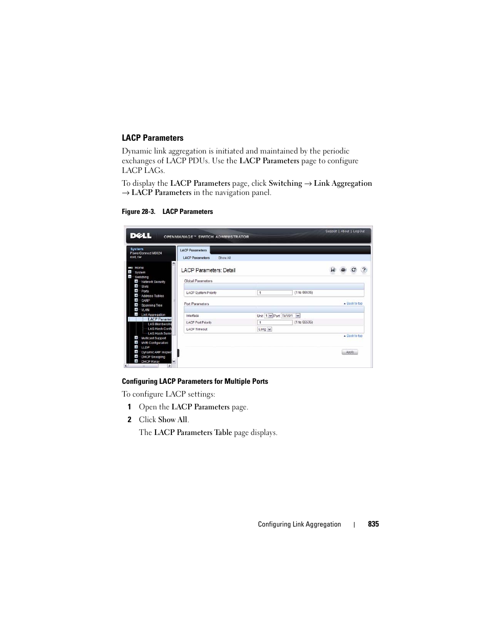 Lacp parameters | Dell POWEREDGE M1000E User Manual | Page 835 / 1246