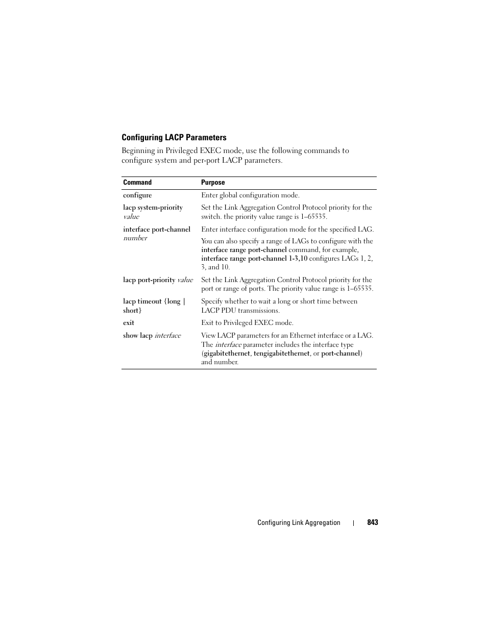 Configuring lacp parameters | Dell POWEREDGE M1000E User Manual | Page 843 / 1246