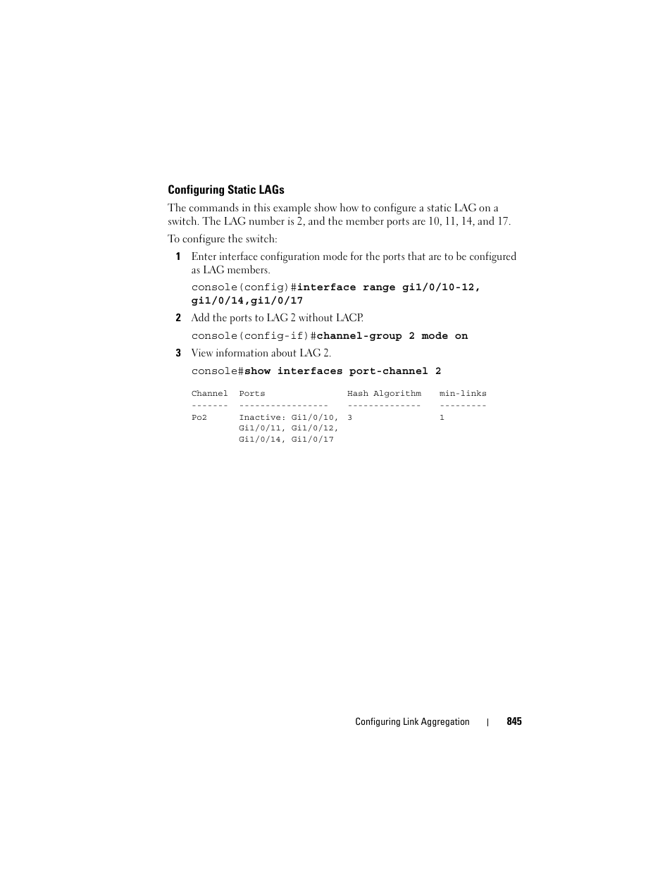 Configuring static lags | Dell POWEREDGE M1000E User Manual | Page 845 / 1246