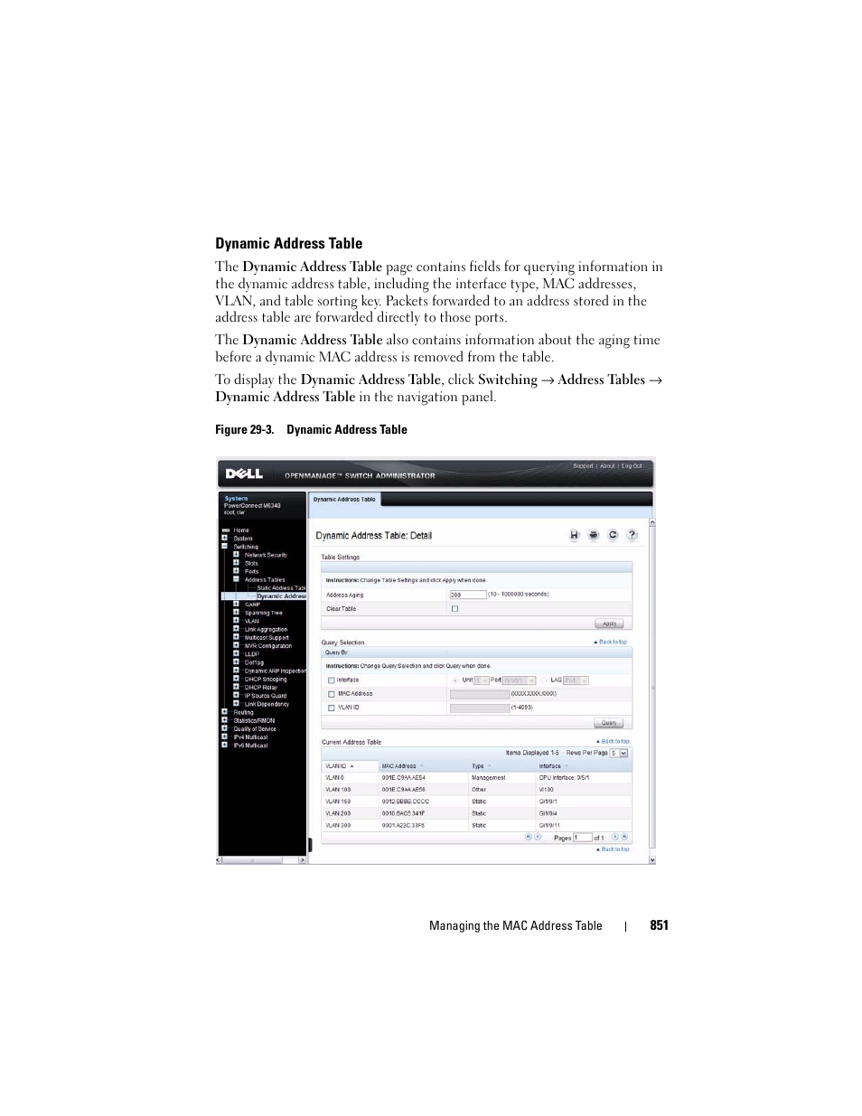 Dynamic address table | Dell POWEREDGE M1000E User Manual | Page 851 / 1246