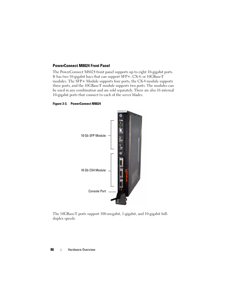 Powerconnect m8024 front panel | Dell POWEREDGE M1000E User Manual | Page 86 / 1246