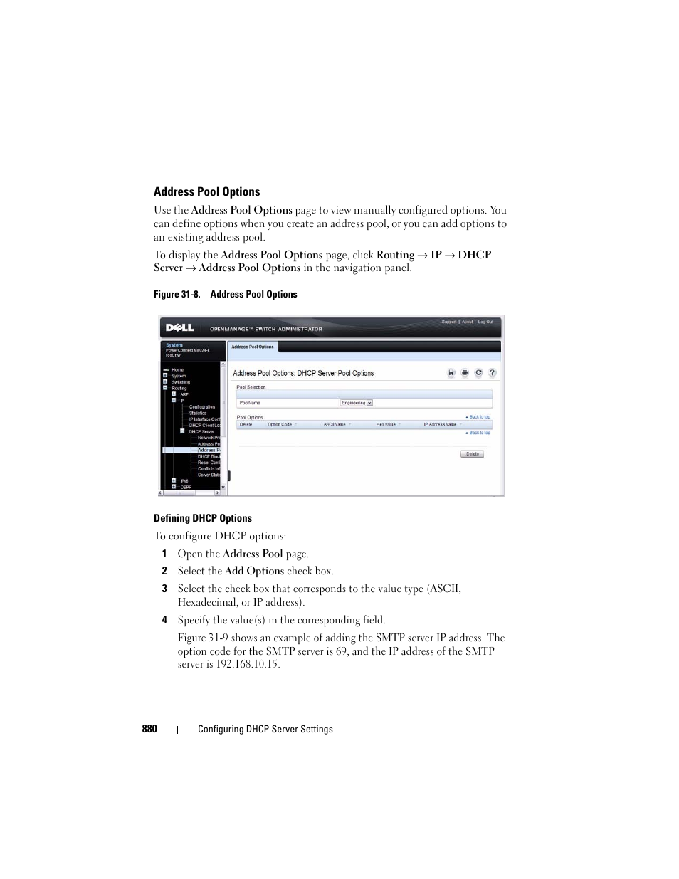 Address pool options | Dell POWEREDGE M1000E User Manual | Page 880 / 1246