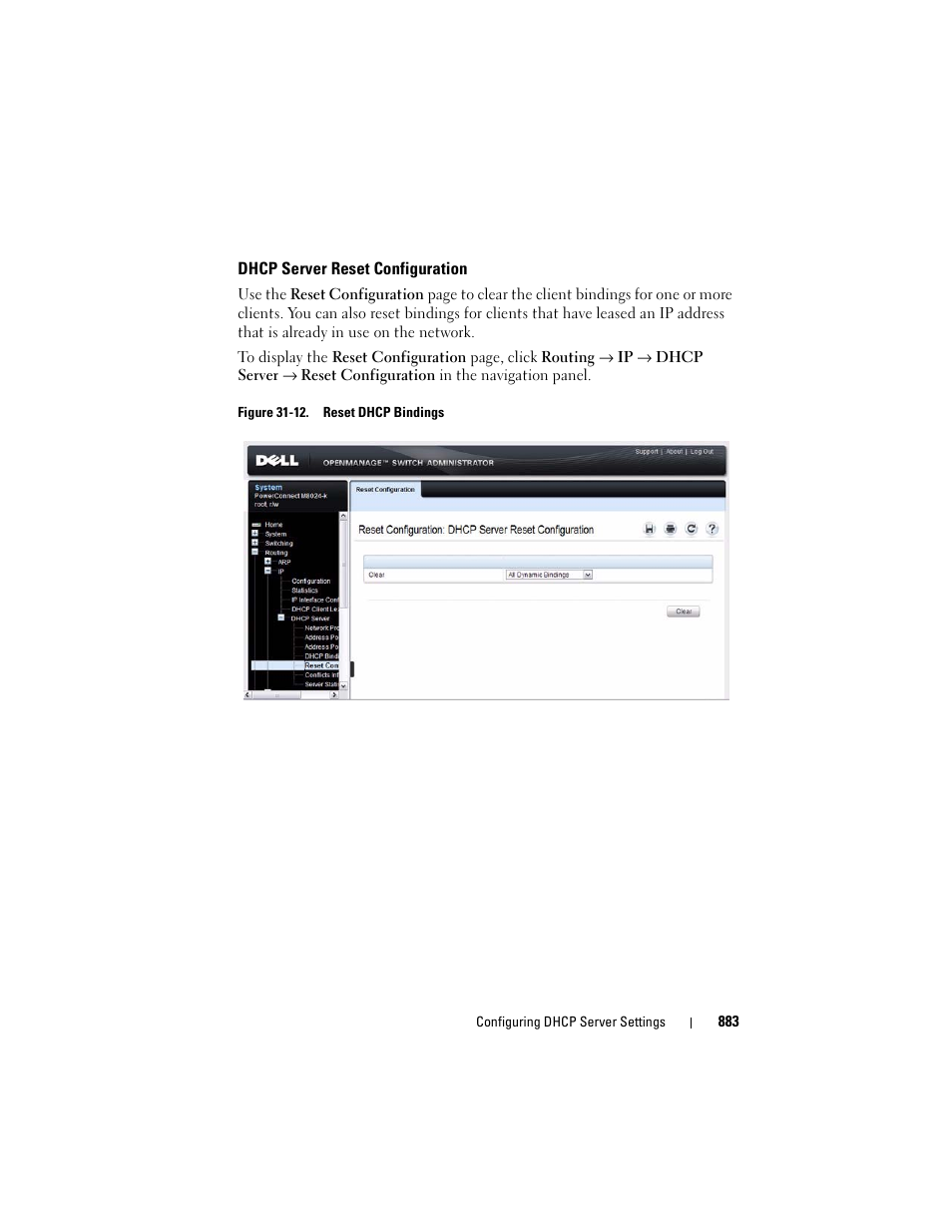 Dhcp server reset configuration | Dell POWEREDGE M1000E User Manual | Page 883 / 1246