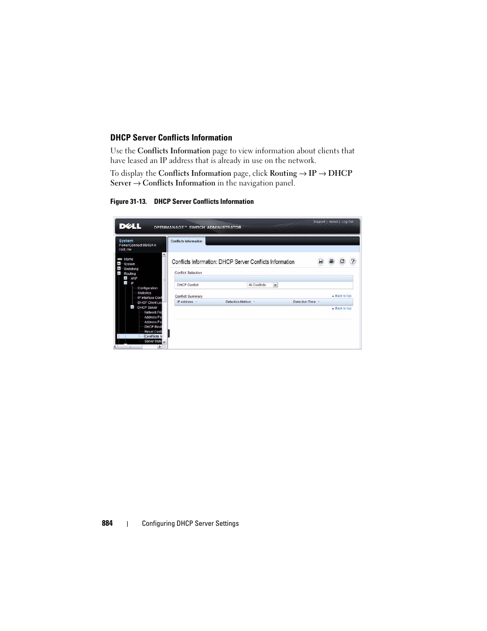 Dhcp server conflicts information | Dell POWEREDGE M1000E User Manual | Page 884 / 1246