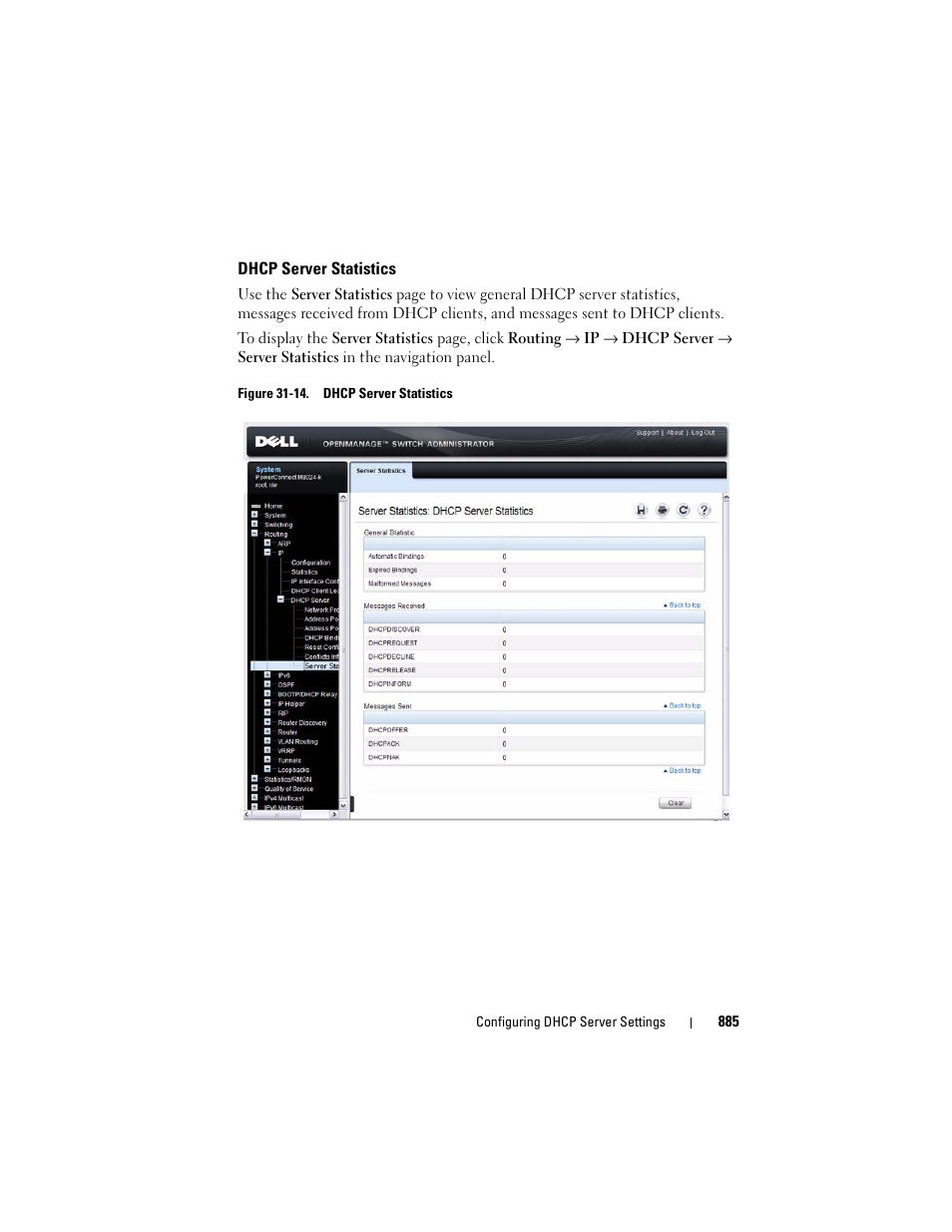 Dhcp server statistics | Dell POWEREDGE M1000E User Manual | Page 885 / 1246