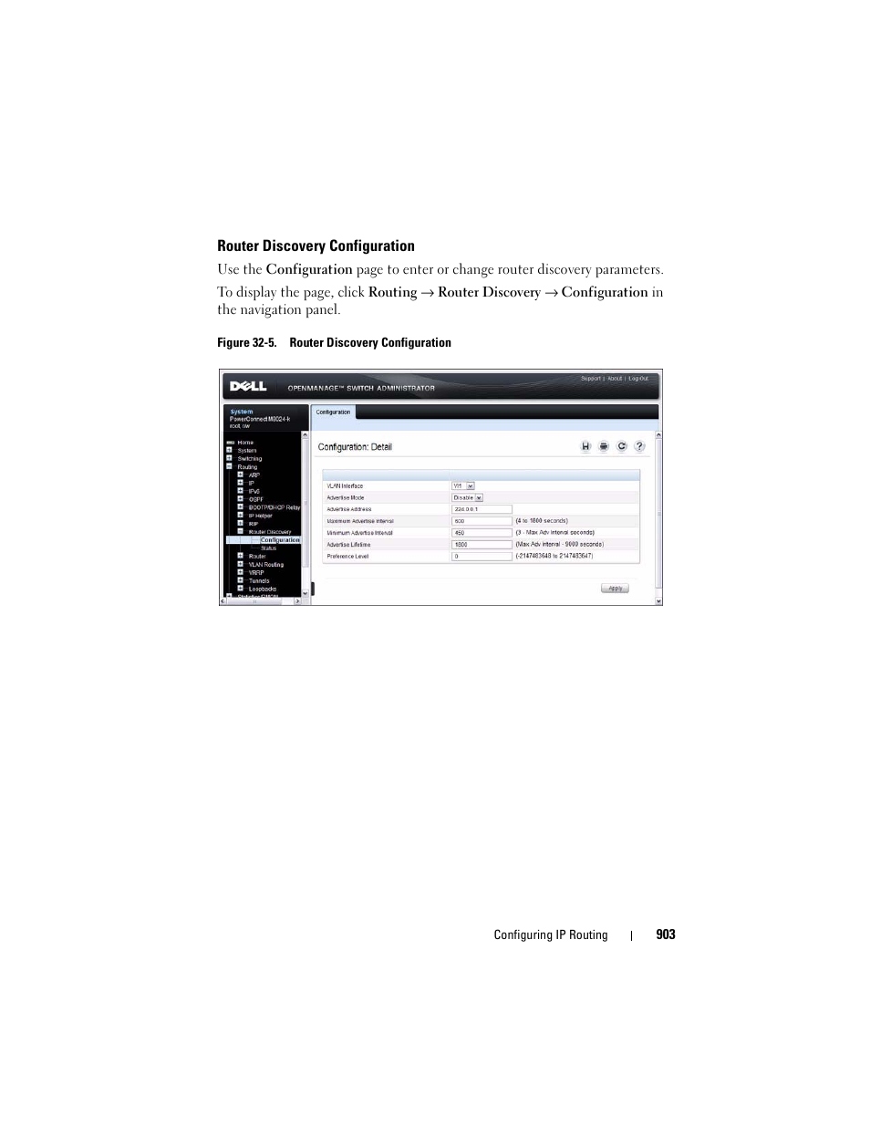 Router discovery configuration | Dell POWEREDGE M1000E User Manual | Page 903 / 1246