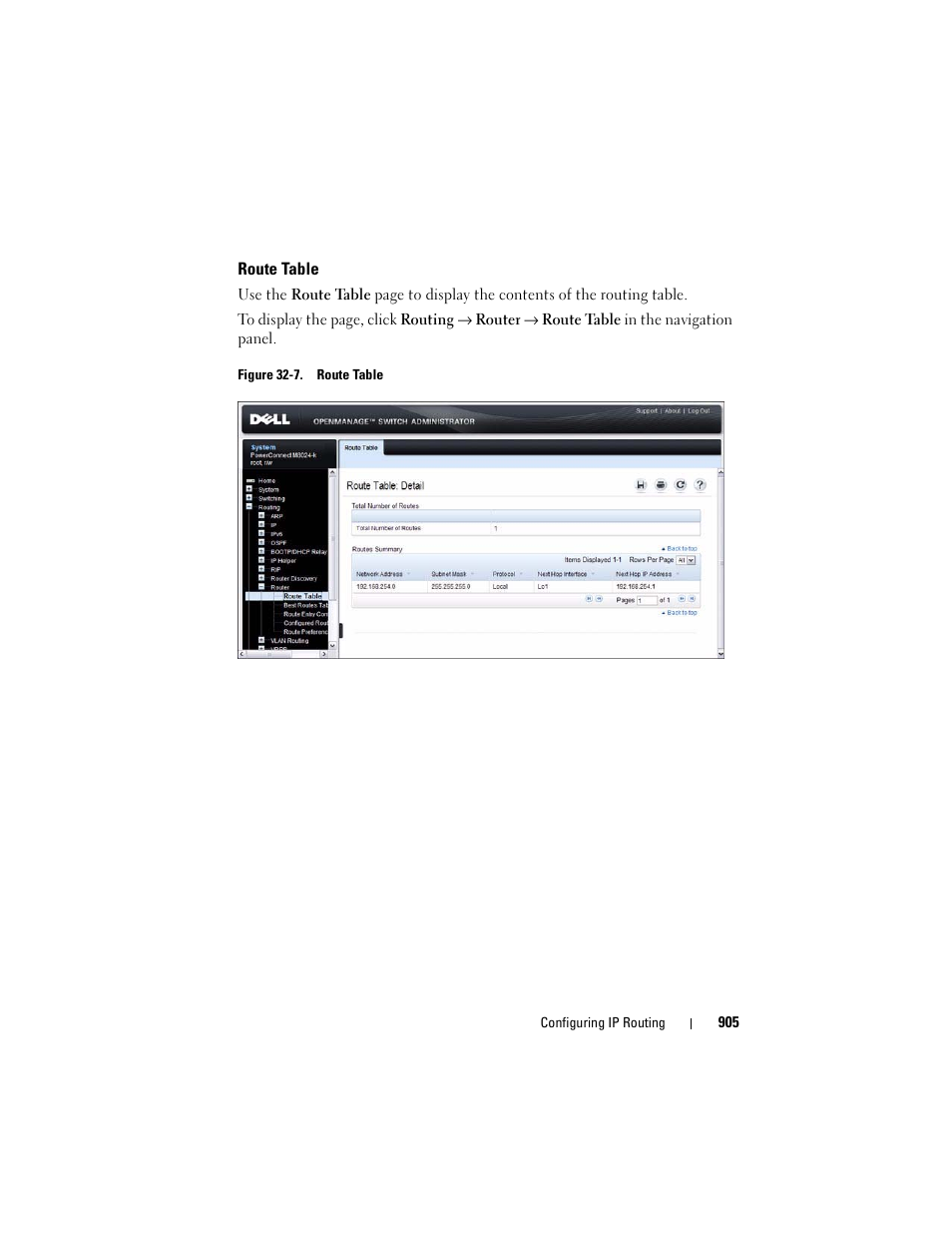 Route table | Dell POWEREDGE M1000E User Manual | Page 905 / 1246