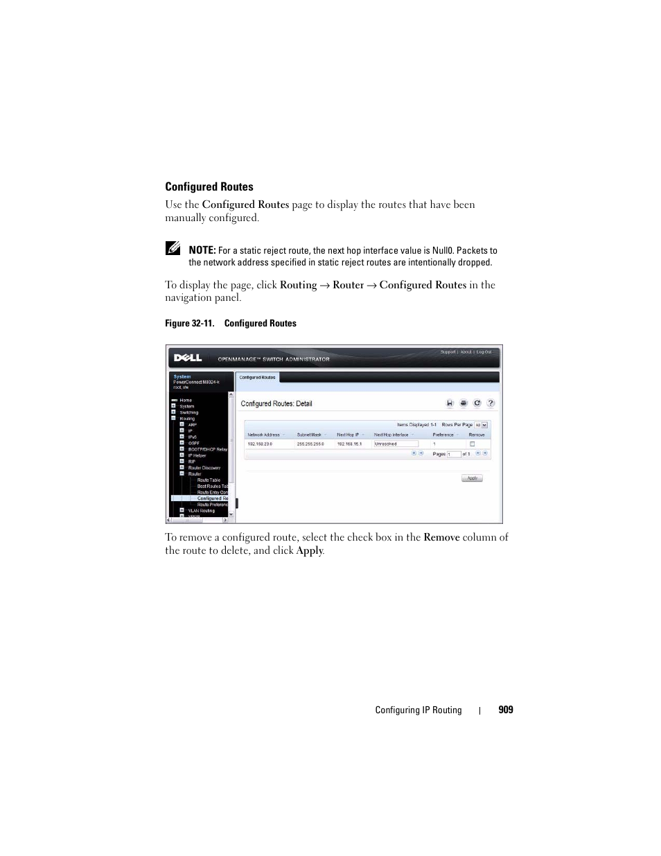 Configured routes | Dell POWEREDGE M1000E User Manual | Page 909 / 1246