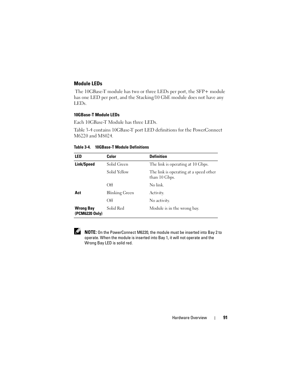 Module leds | Dell POWEREDGE M1000E User Manual | Page 91 / 1246