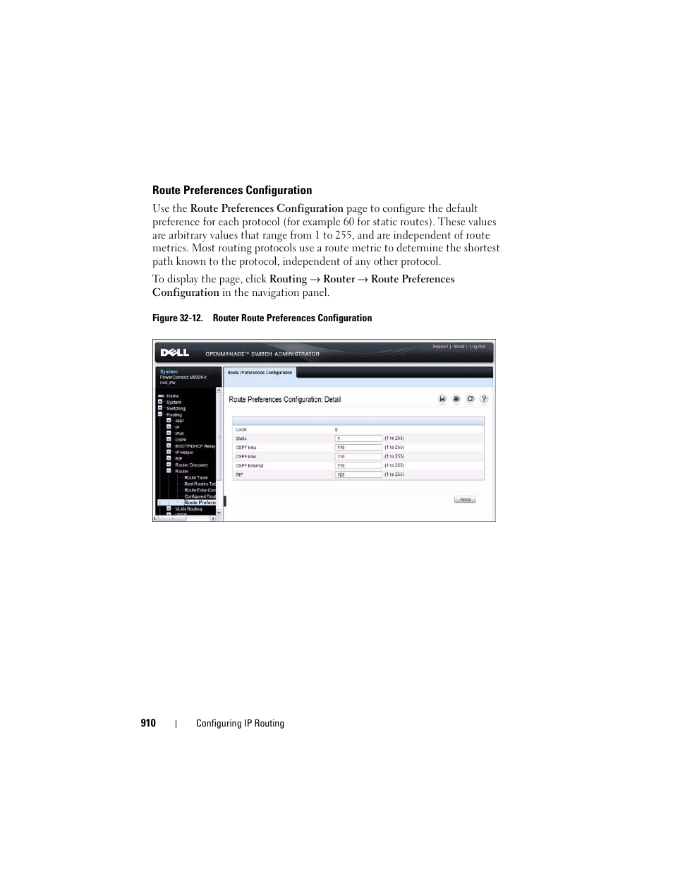 Route preferences configuration | Dell POWEREDGE M1000E User Manual | Page 910 / 1246