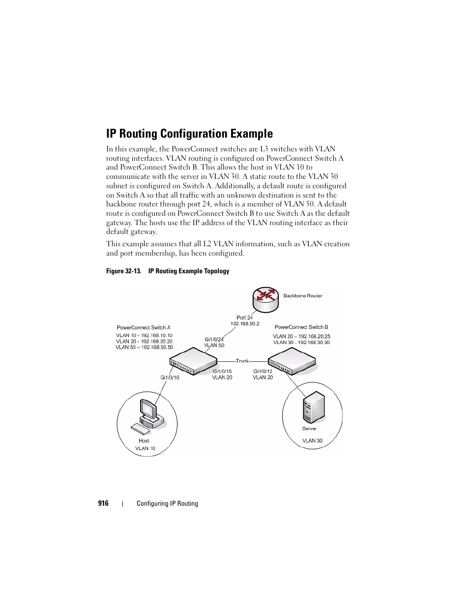 Ip routing configuration example | Dell POWEREDGE M1000E User Manual | Page 916 / 1246