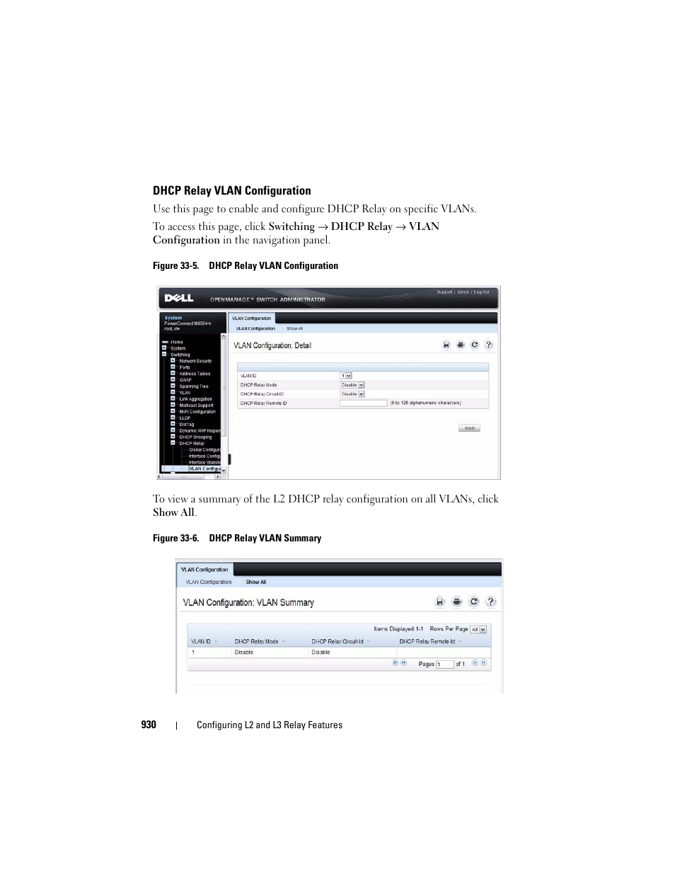 Dhcp relay vlan configuration | Dell POWEREDGE M1000E User Manual | Page 930 / 1246