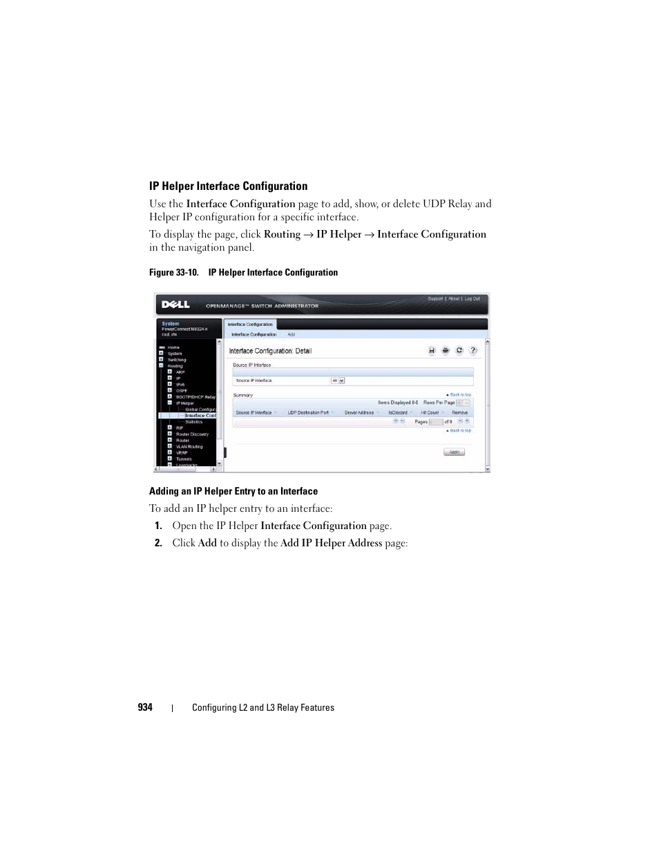 Ip helper interface configuration | Dell POWEREDGE M1000E User Manual | Page 934 / 1246