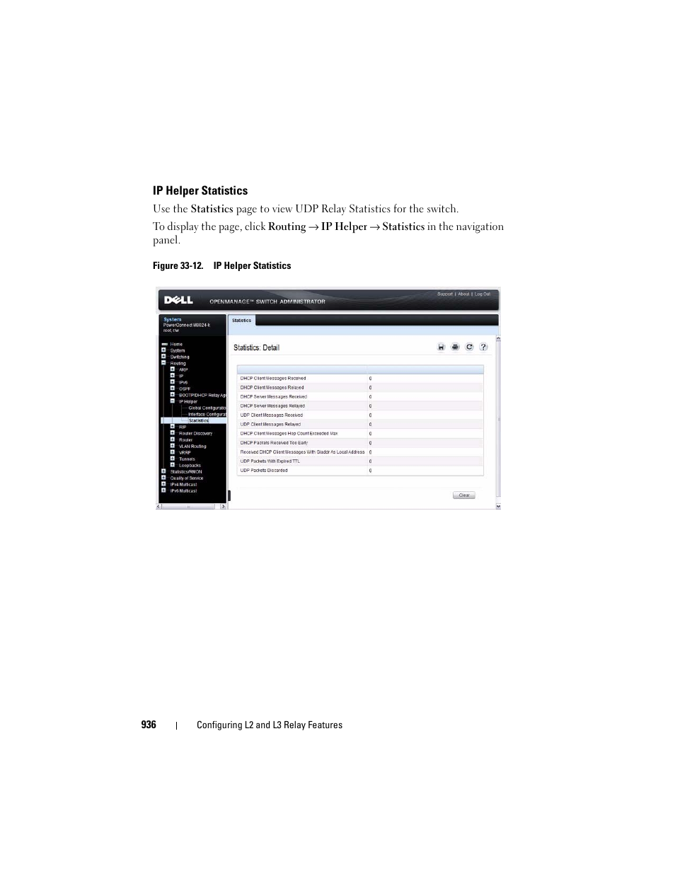 Ip helper statistics | Dell POWEREDGE M1000E User Manual | Page 936 / 1246