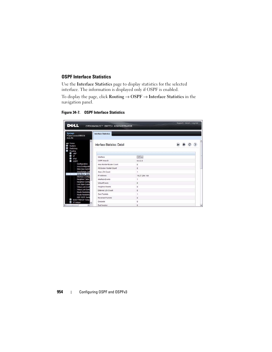 Ospf interface statistics | Dell POWEREDGE M1000E User Manual | Page 954 / 1246