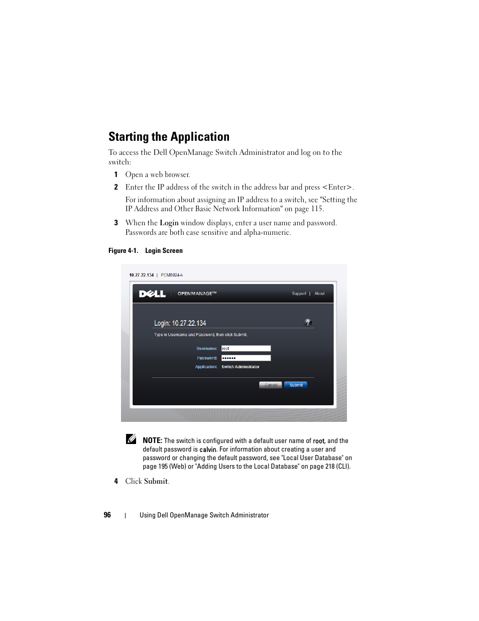 Starting the application | Dell POWEREDGE M1000E User Manual | Page 96 / 1246