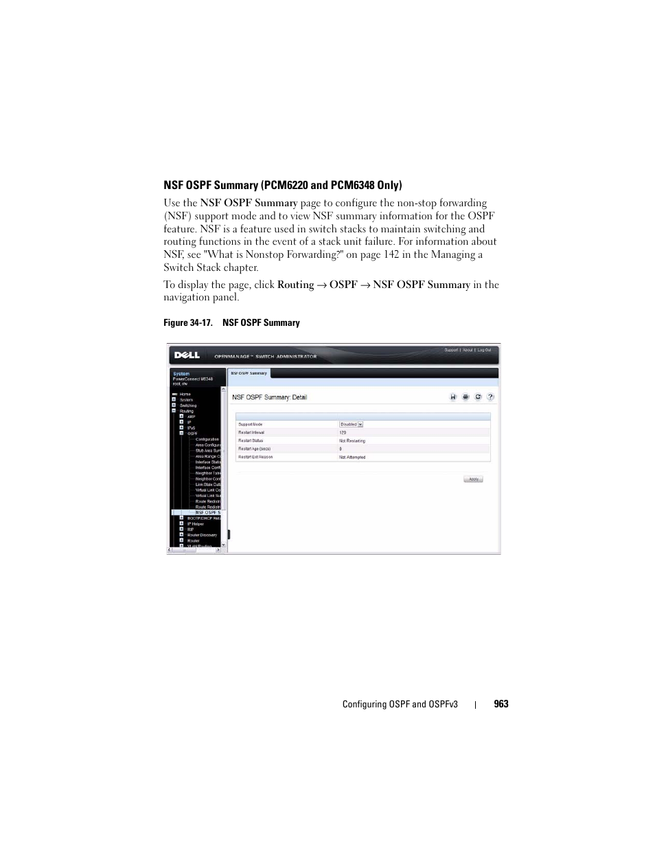 Nsf ospf summary (pcm6220 and pcm6348 only), Nsf ospf summary (pcm6220 and, Pcm6348 only) | E "nsf, E "nsf ospf summary (pcm6220 and | Dell POWEREDGE M1000E User Manual | Page 963 / 1246