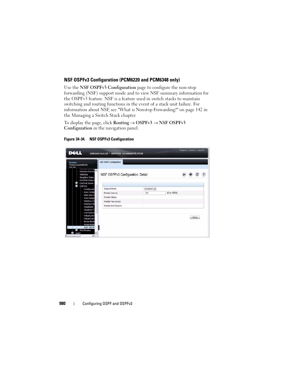 Nsf ospfv3 configuration (pcm6220 and, Pcm6348 only), Nsf ospfv3 | D "nsf ospfv3 configuration (pcm6220 and | Dell POWEREDGE M1000E User Manual | Page 980 / 1246