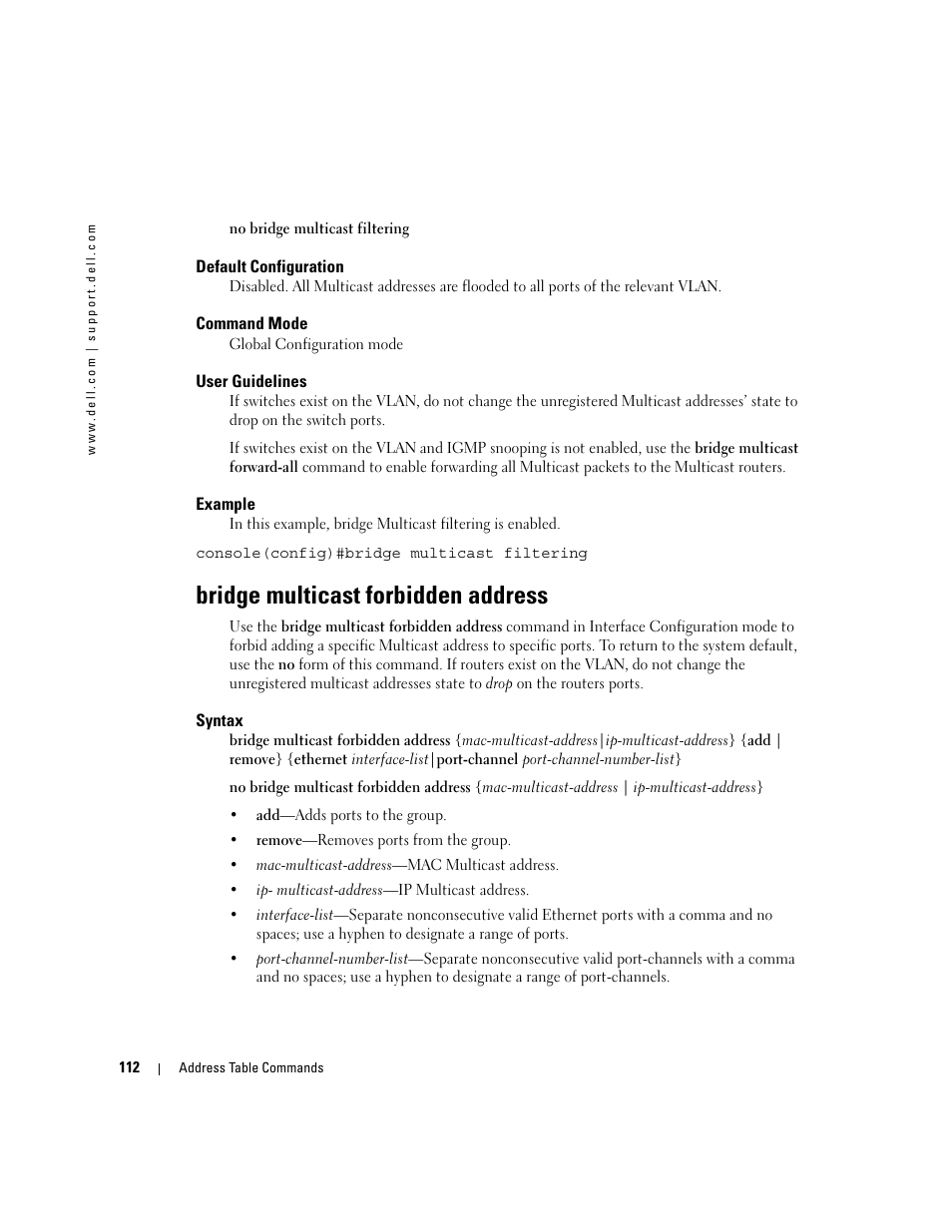 Bridge multicast forbidden address | Dell PowerEdge M605 User Manual | Page 146 / 808