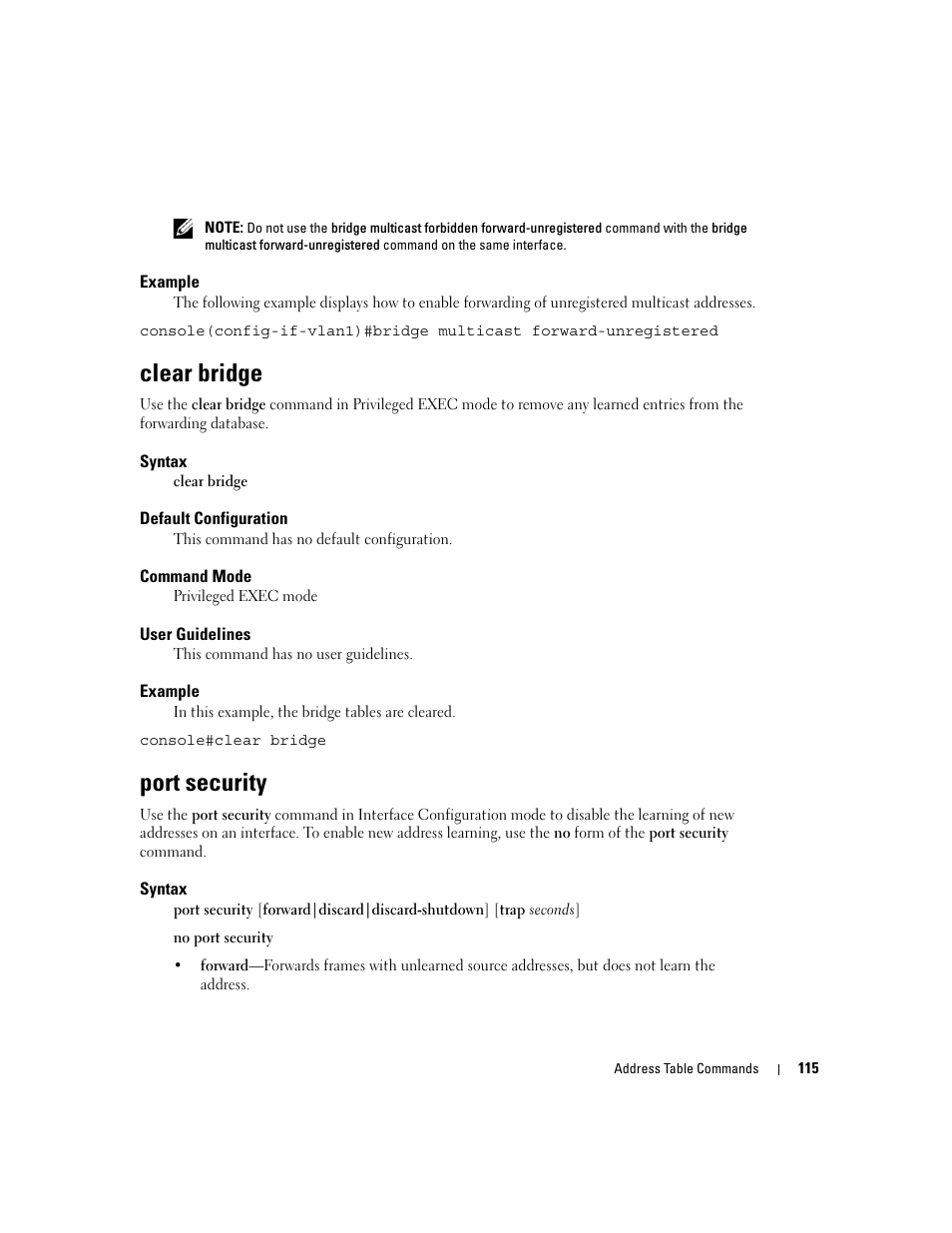 Clear bridge, Port security | Dell PowerEdge M605 User Manual | Page 149 / 808