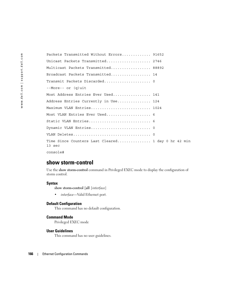 Show storm-control | Dell PowerEdge M605 User Manual | Page 198 / 808