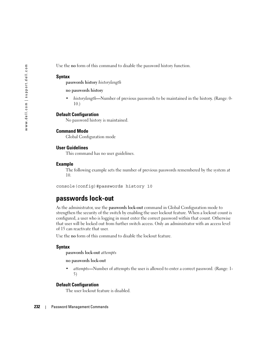 Passwords lock-out | Dell PowerEdge M605 User Manual | Page 258 / 808