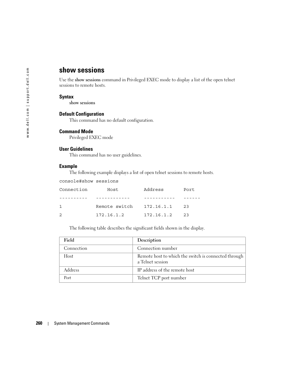 Show sessions | Dell PowerEdge M605 User Manual | Page 282 / 808