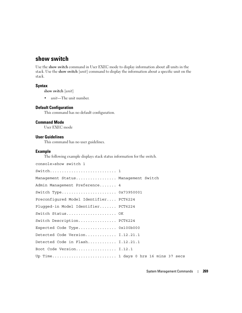Show switch | Dell PowerEdge M605 User Manual | Page 291 / 808