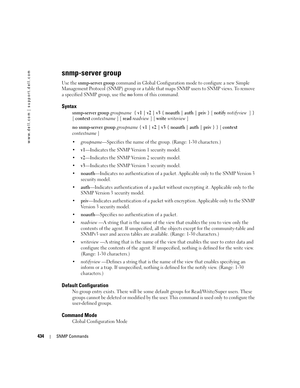 Snmp-server group | Dell PowerEdge M605 User Manual | Page 442 / 808