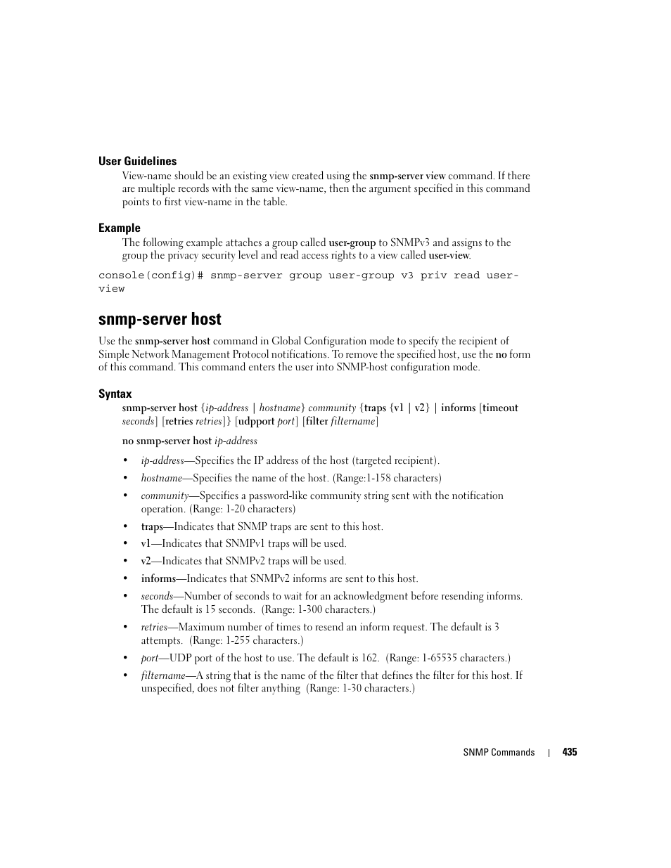 Snmp-server host | Dell PowerEdge M605 User Manual | Page 443 / 808