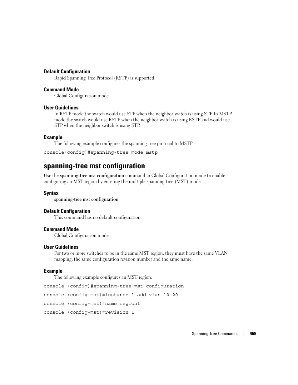 Spanning-tree mst configuration | Dell PowerEdge M605 User Manual | Page 477 / 808