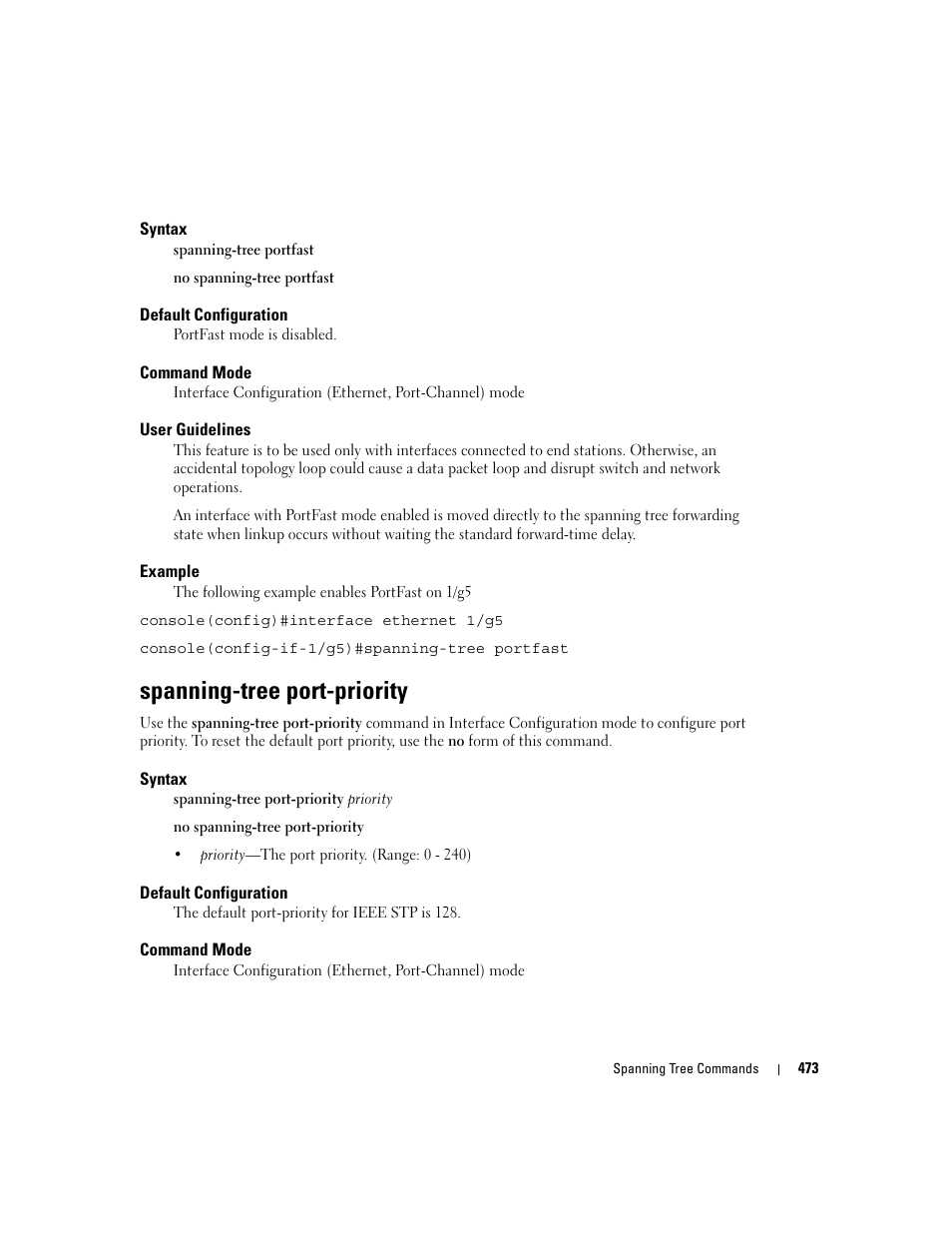 Spanning-tree port-priority | Dell PowerEdge M605 User Manual | Page 481 / 808