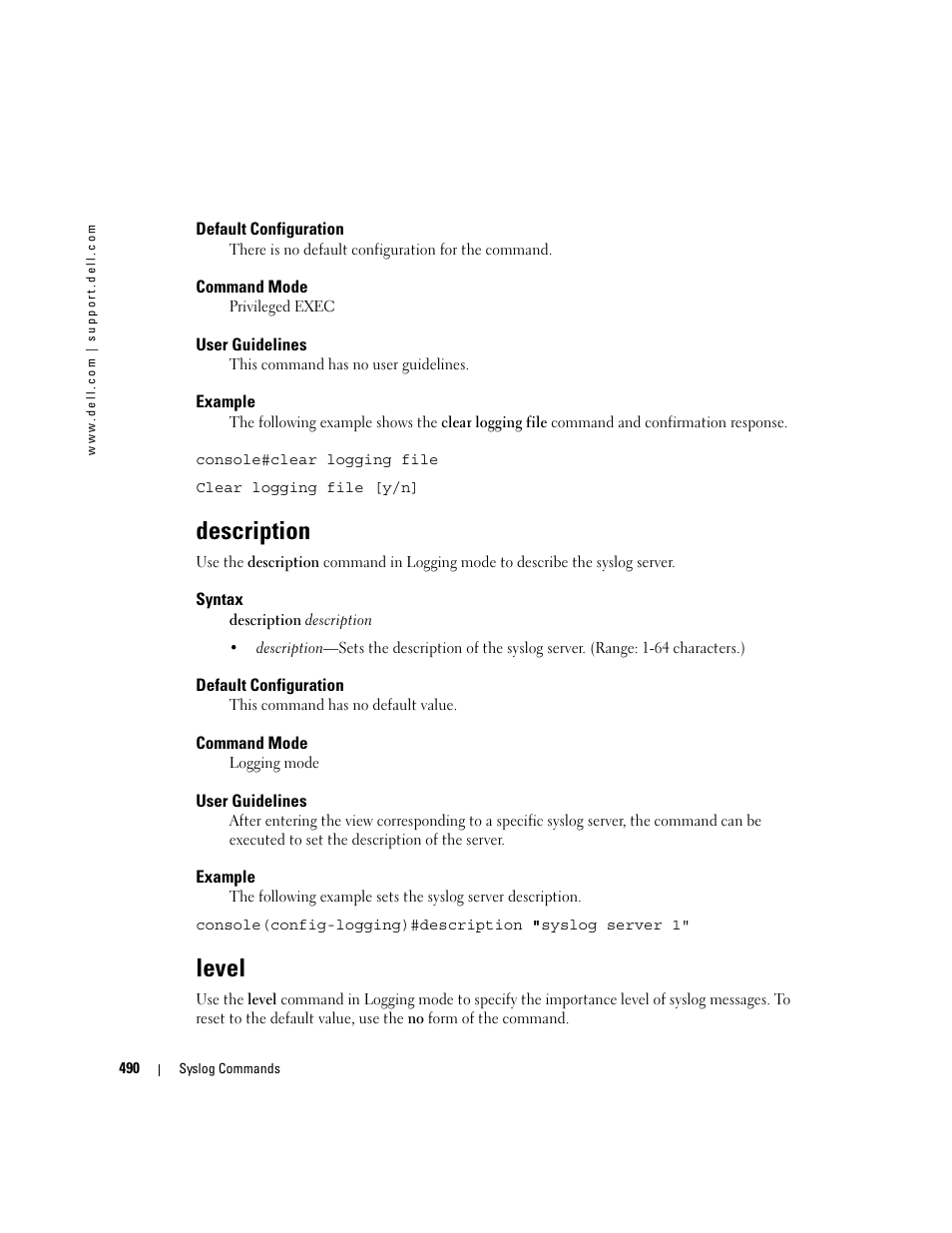 Description, Level | Dell PowerEdge M605 User Manual | Page 496 / 808