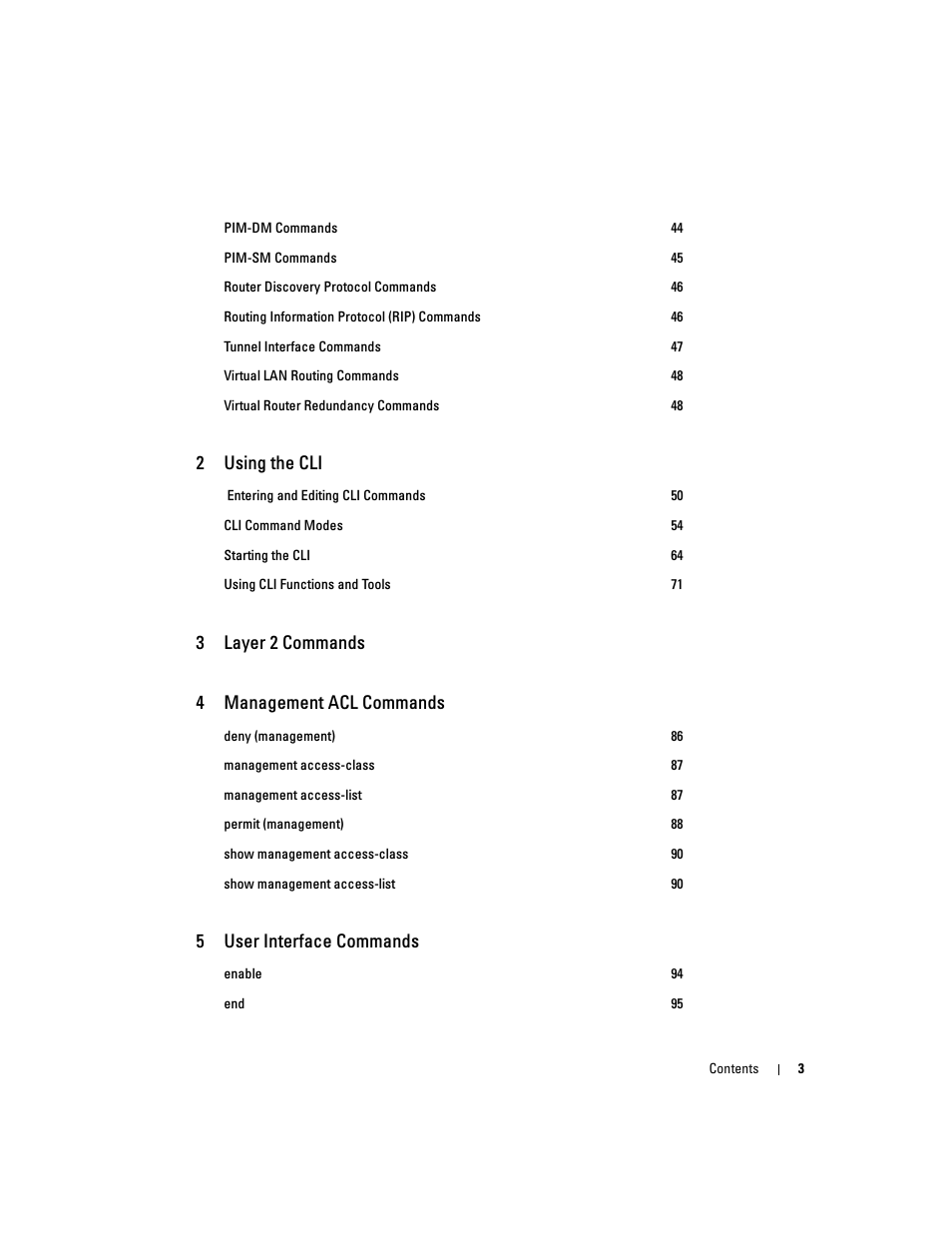 2using the cli, 3layer 2 commands 4 management acl commands, 5user interface commands | Dell PowerEdge M605 User Manual | Page 5 / 808