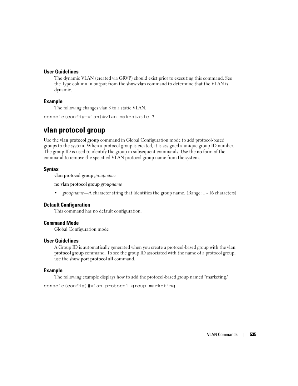 Vlan protocol group | Dell PowerEdge M605 User Manual | Page 539 / 808