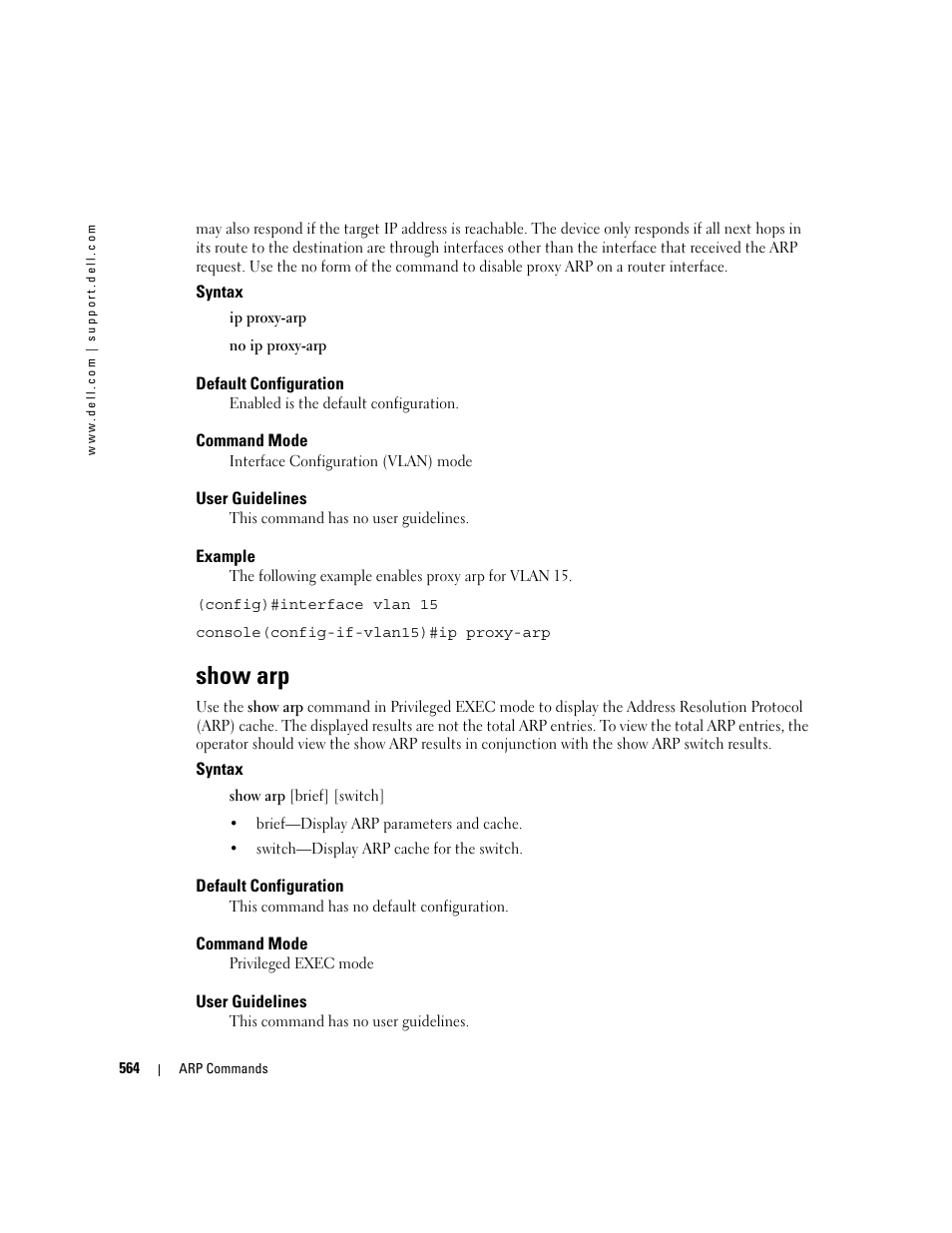 Show arp | Dell PowerEdge M605 User Manual | Page 564 / 808