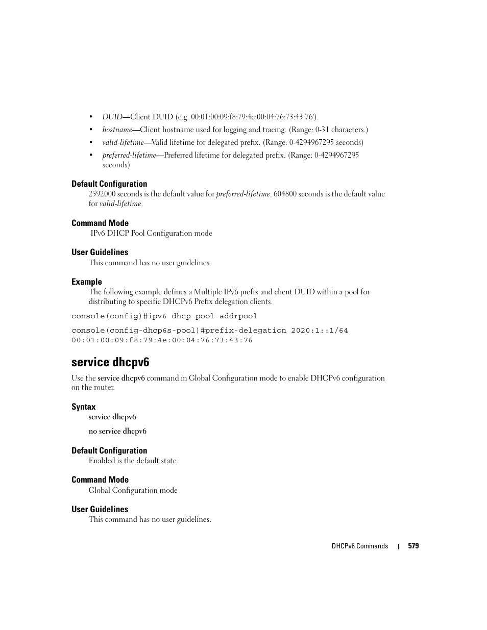 Service dhcpv6 | Dell PowerEdge M605 User Manual | Page 579 / 808