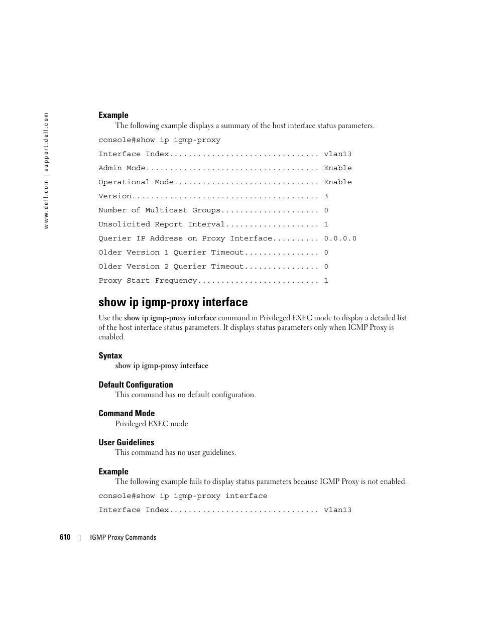 Show ip igmp-proxy interface | Dell PowerEdge M605 User Manual | Page 606 / 808