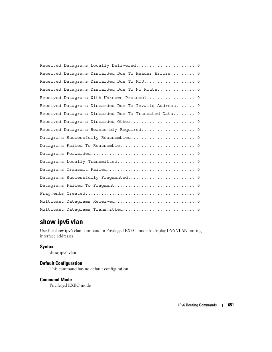 Show ipv6 vlan | Dell PowerEdge M605 User Manual | Page 647 / 808