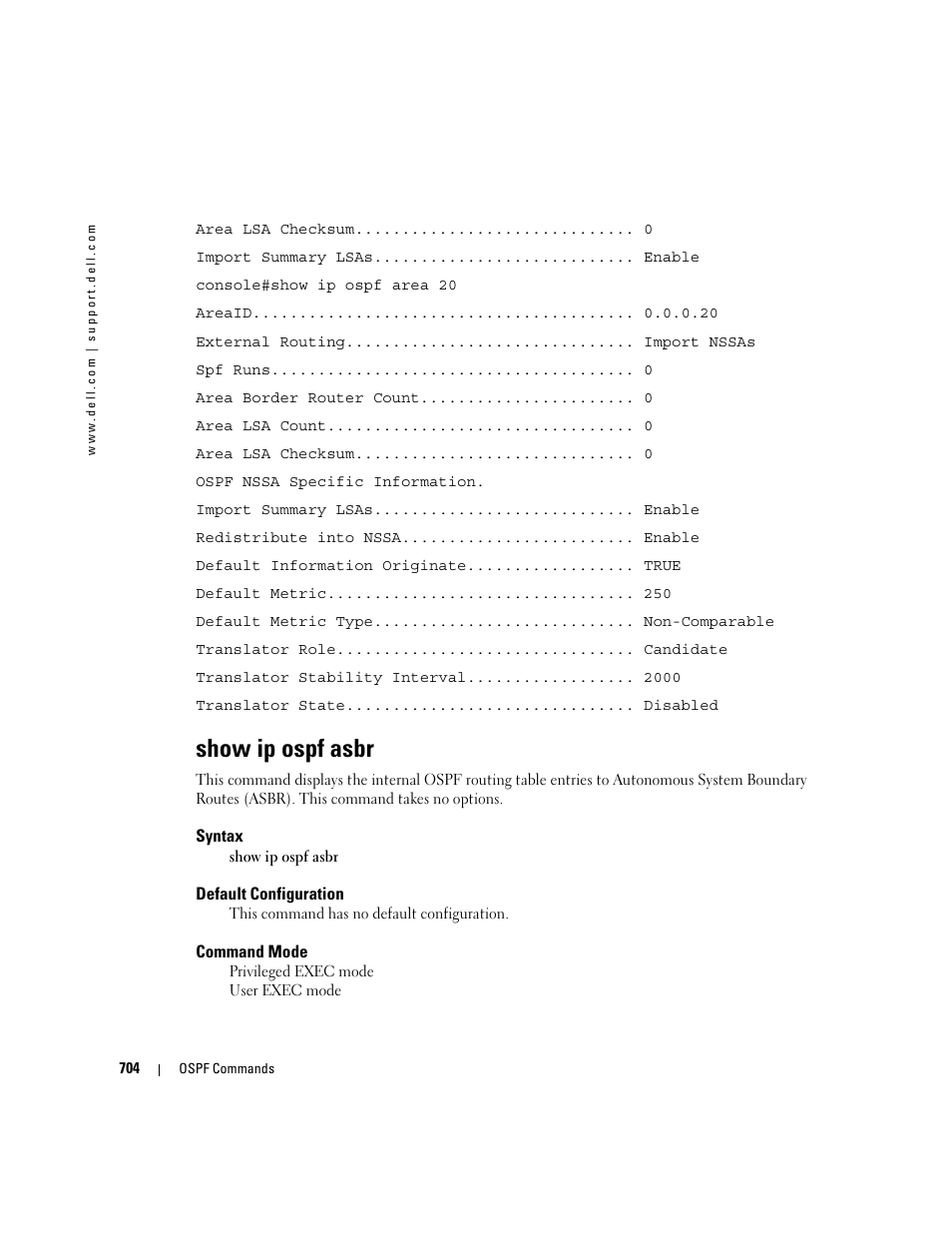 Show ip ospf asbr | Dell PowerEdge M605 User Manual | Page 698 / 808