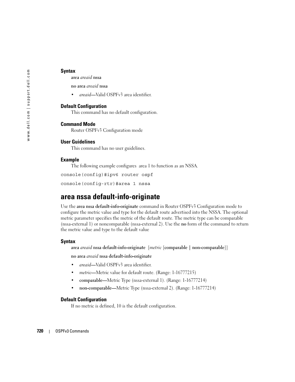 Area nssa default-info-originate | Dell PowerEdge M605 User Manual | Page 714 / 808