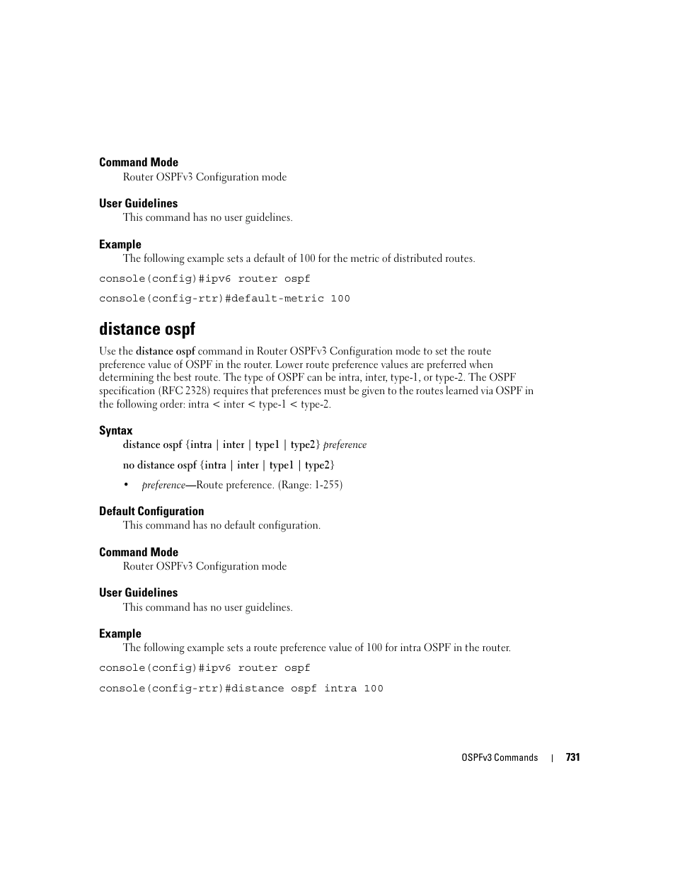 Distance ospf | Dell PowerEdge M605 User Manual | Page 725 / 808
