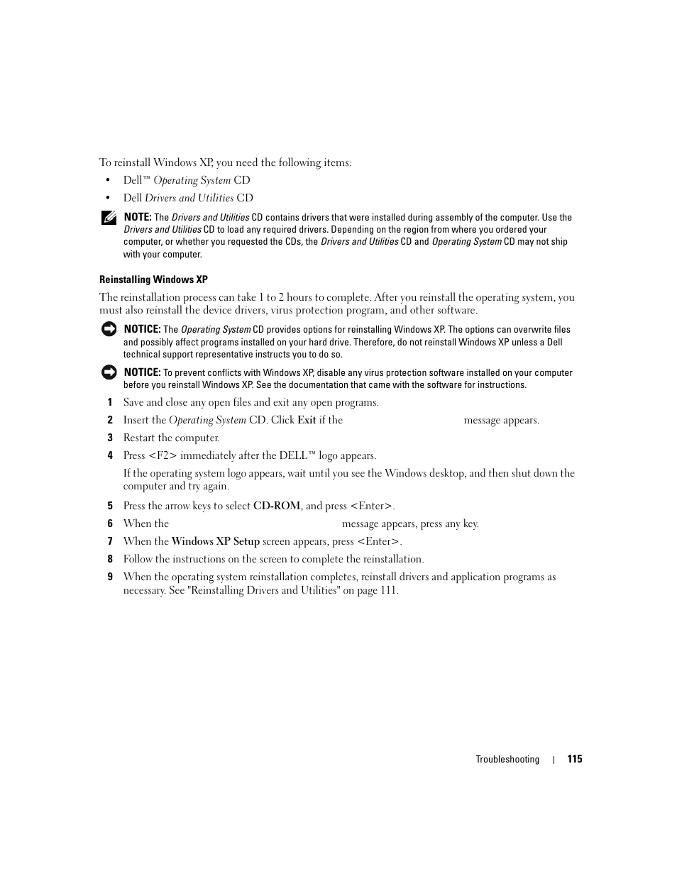 Dell XPS M1710 (MXG061, Early 2006) User Manual | Page 115 / 190