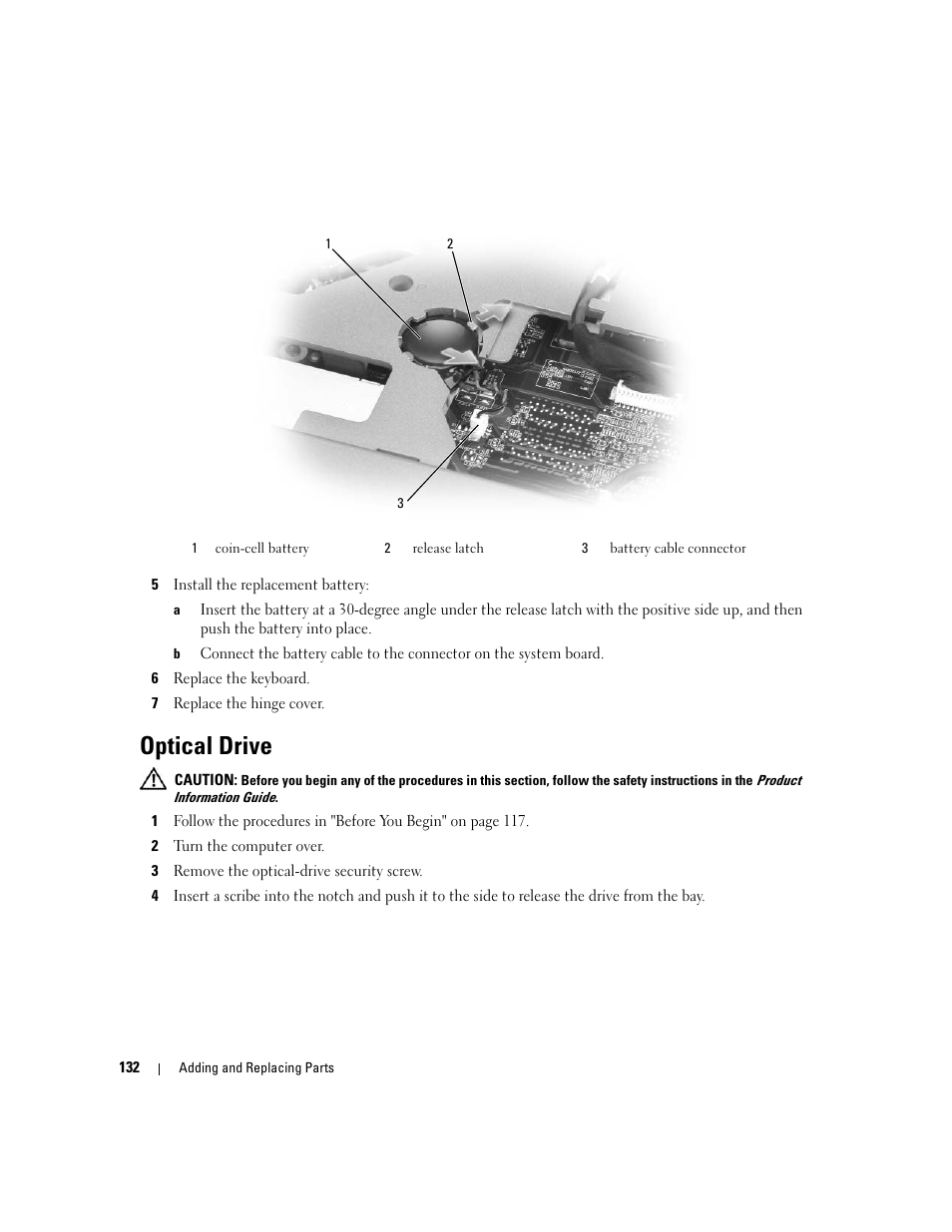 Optical drive | Dell XPS M1710 (MXG061, Early 2006) User Manual | Page 132 / 190