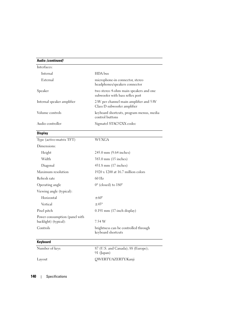 Dell XPS M1710 (MXG061, Early 2006) User Manual | Page 140 / 190