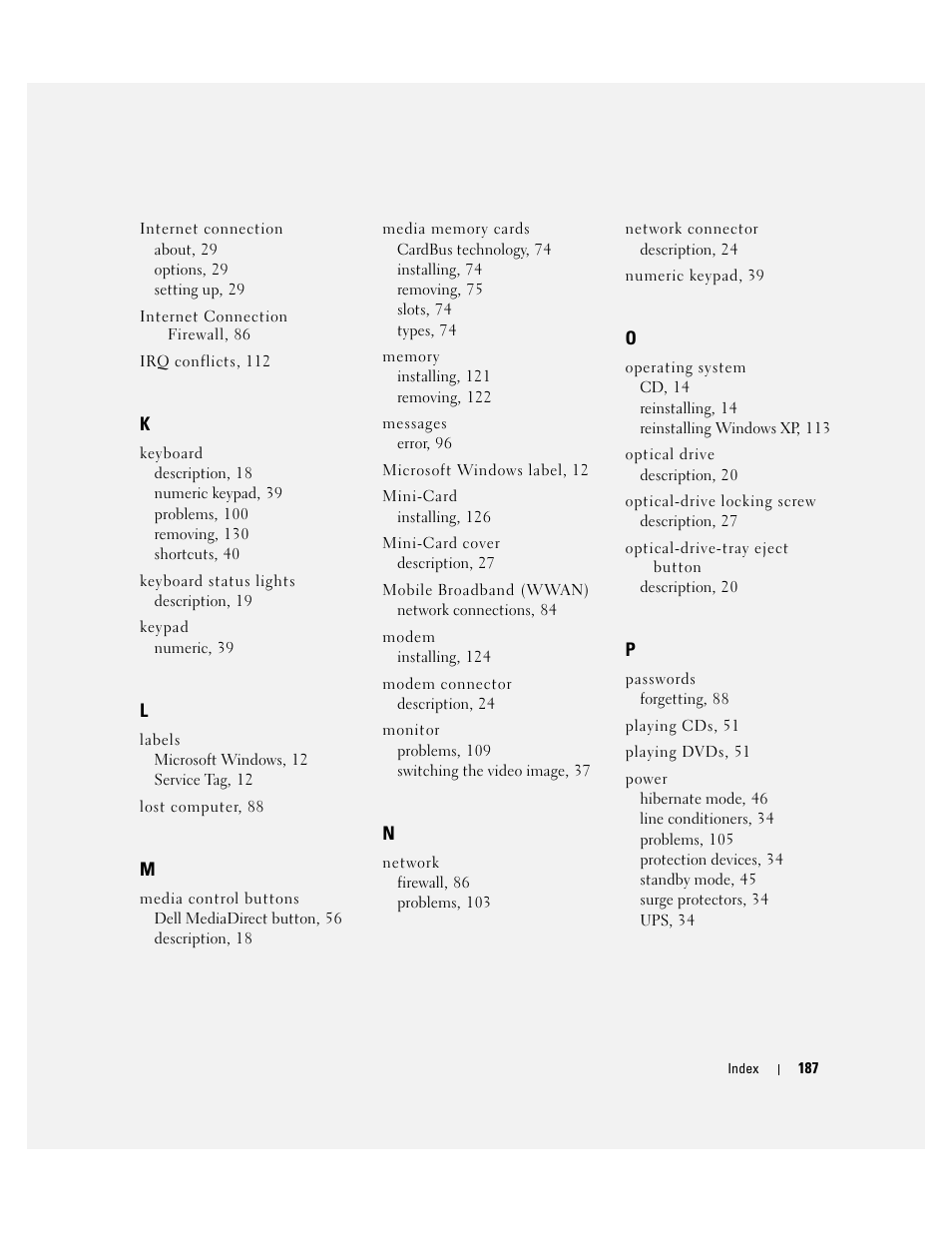 Dell XPS M1710 (MXG061, Early 2006) User Manual | Page 187 / 190