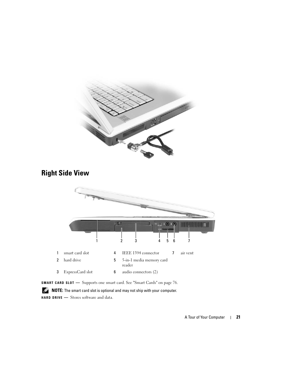 Right side view | Dell XPS M1710 (MXG061, Early 2006) User Manual | Page 21 / 190