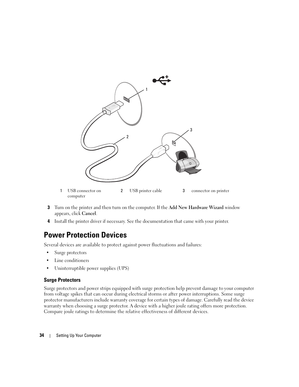 Power protection devices, Surge protectors | Dell XPS M1710 (MXG061, Early 2006) User Manual | Page 34 / 190